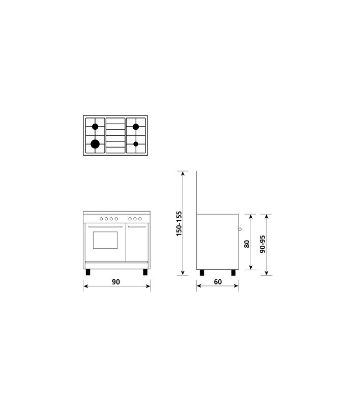 Glem Gas AR964VI cucina Elettrico/Gas Acciaio inossidabile A